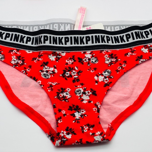 Victoria's Secret PINK NEW RARE BRA 36B AND BIKINI (M) SET RED/BLACK FLORAL - Picture 4 of 10